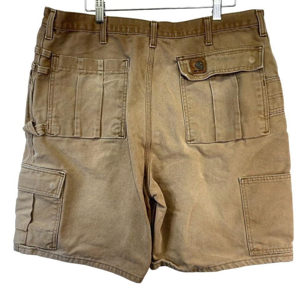 90s Carhartt duck canvas Mens 40 Distressed Faded Shorts tan